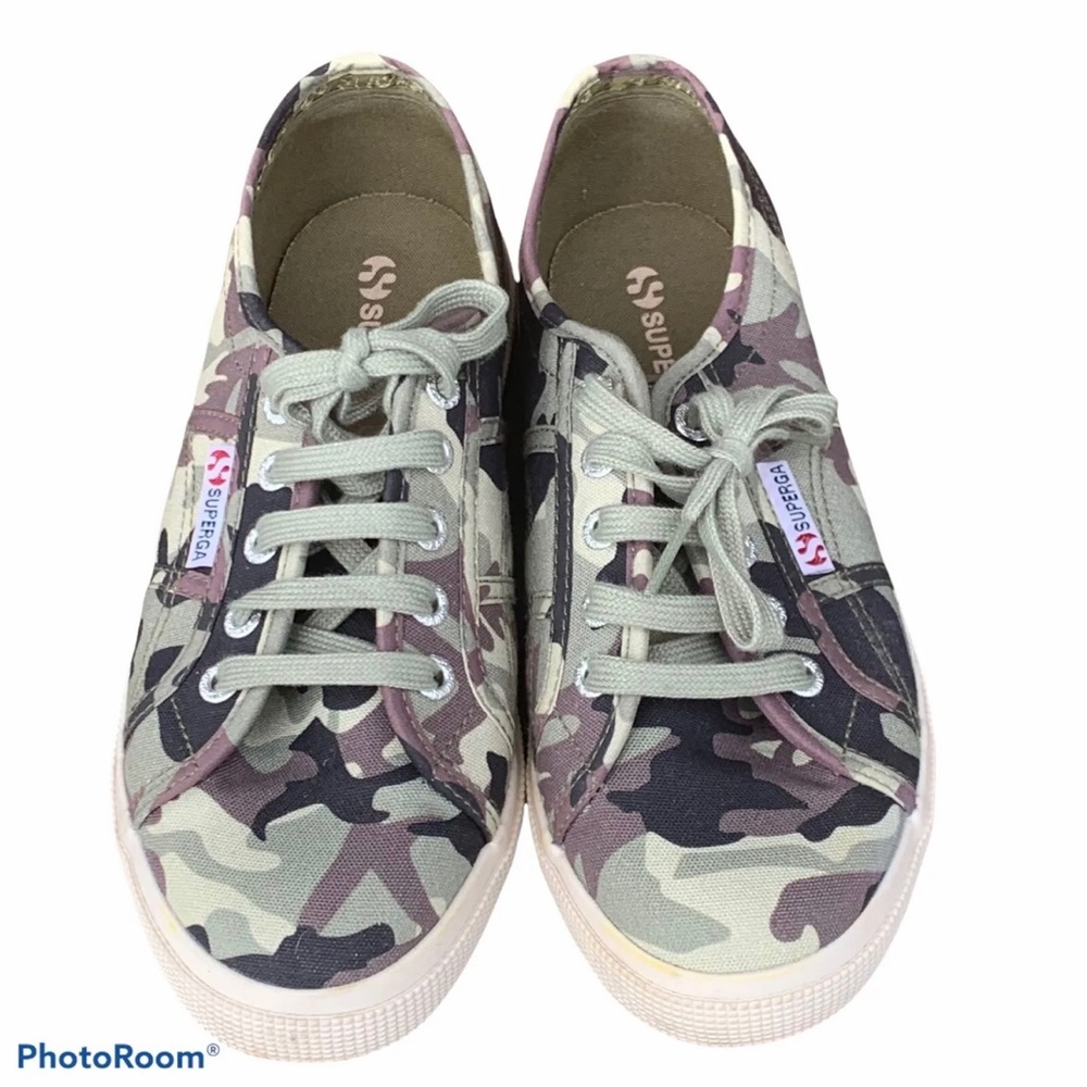 Women’s Size 6 Superga Italian Fashion Sneakers Green Multi‎ Color Camouflage - Picture 2 of 9
